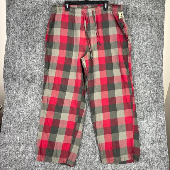 Life Is Good Pajama Pants Mens Extra Large Red Plaid‎ Flannel Knit Sleapwear - Picture 1 of 9